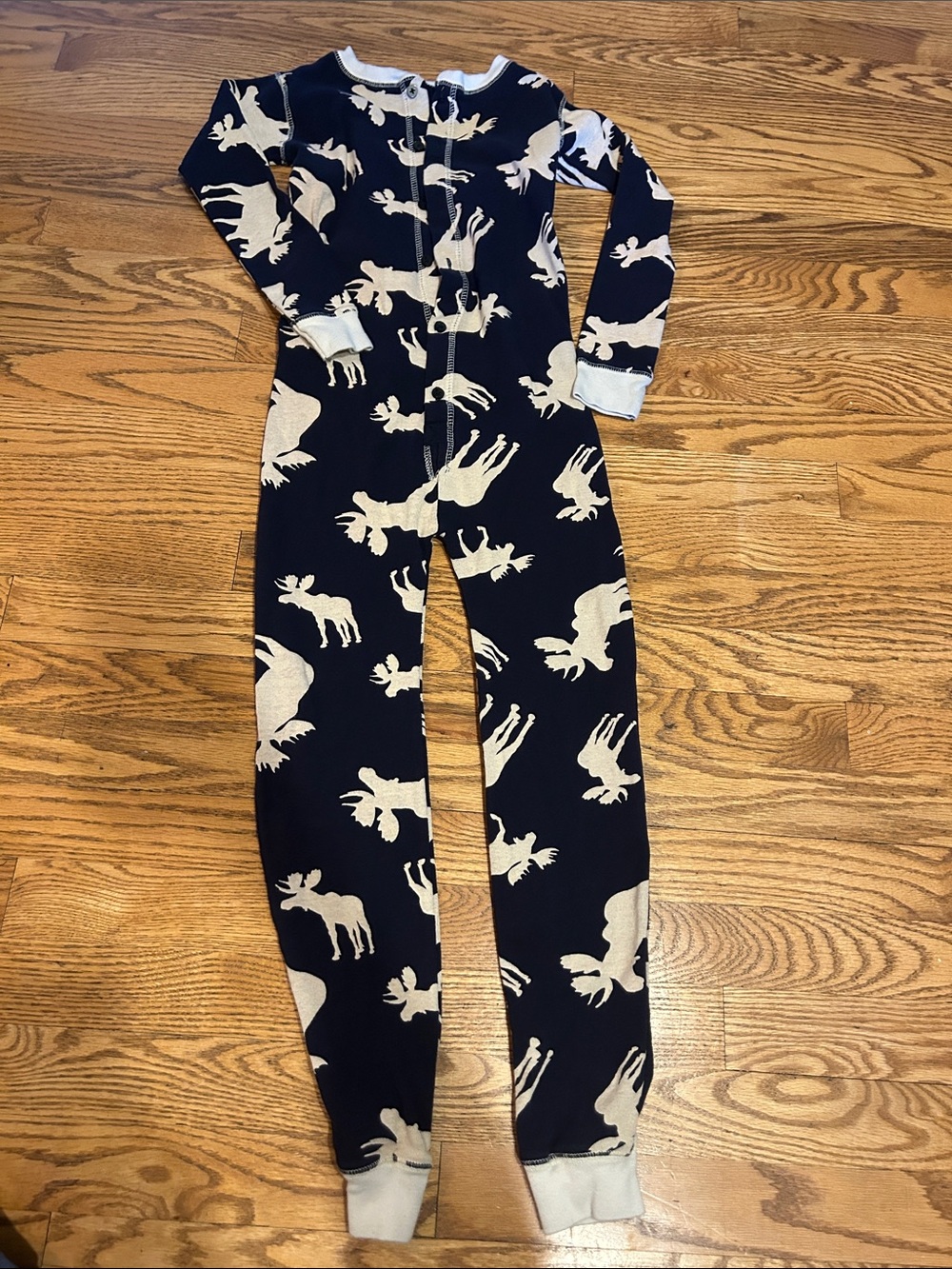 Lazy One Navy and Beige Moose Print Kids Sleep Sack One-Piece